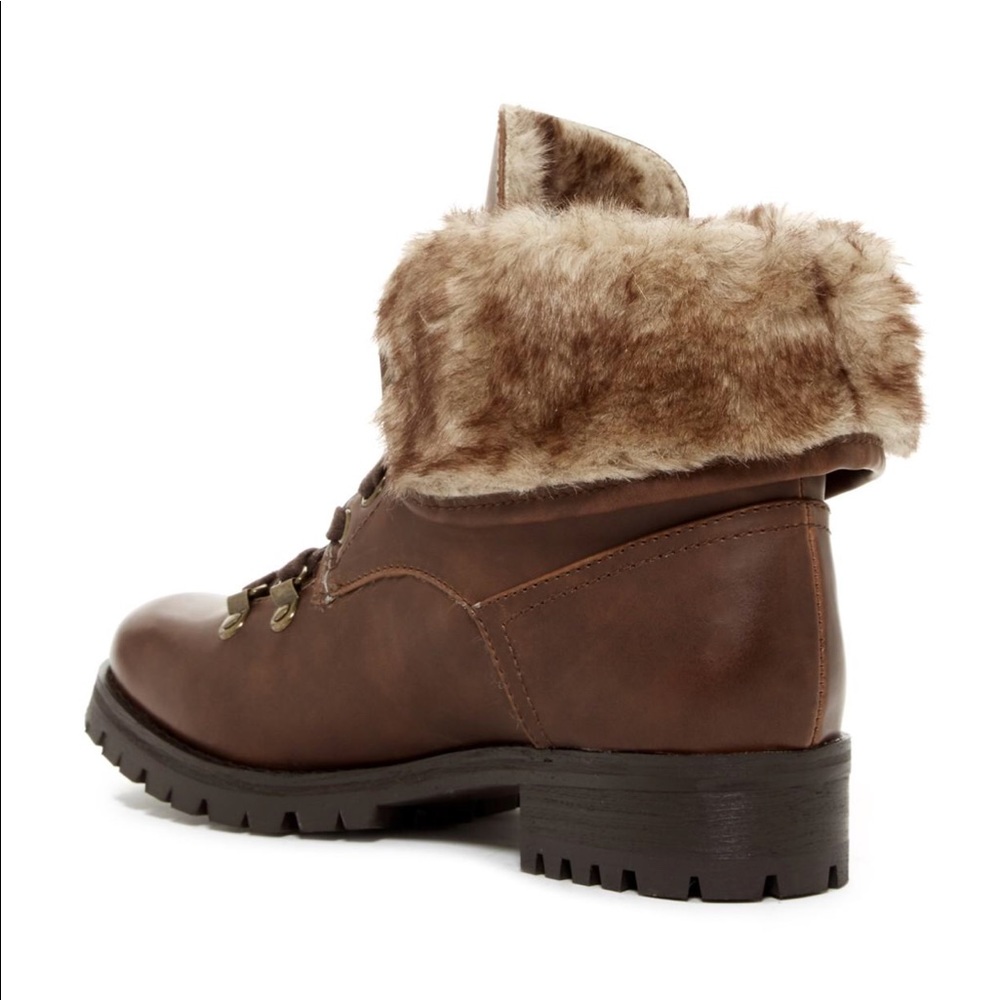 Military Classic Lug Sole Fur Collar Combat Boots - Picture 3 of 4